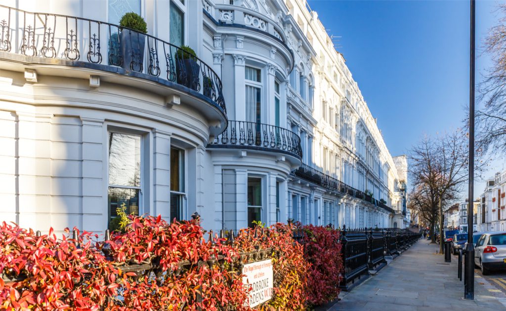 white terraced property in Kensington